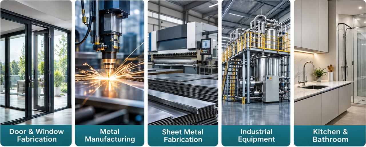 Weldie Air — real-world applications spanning kitchen-grade stainless, aluminum, copper, and structural carbon steel